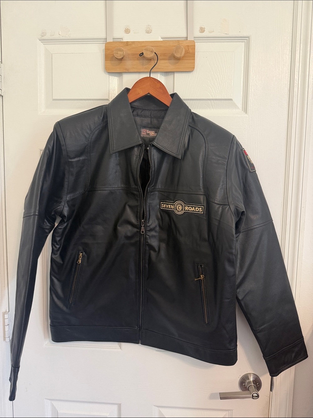 Pur Seven Roads Black Leather Bomber Jacket